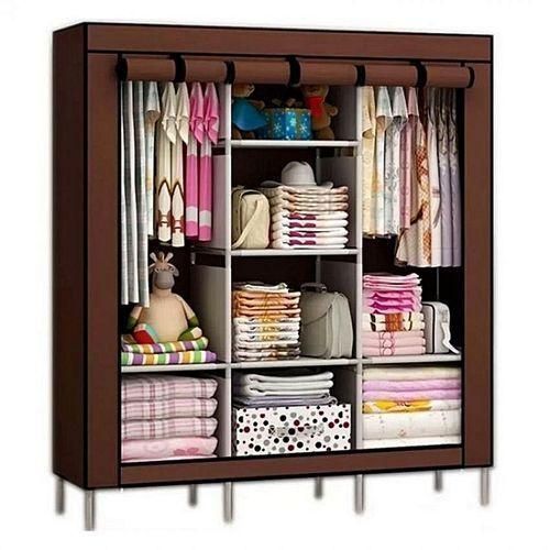 Armoire de Rangement Pliable avec 3 Compartiments – Penderie Portable en Tissu et Acier – 130x45x175 cm – Marron Armoire de Rangement Pliable avec 3 Compartiments – Penderie Portable en Tissu et Acier – 130x45x175 cm – Marron