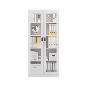 Armoire de bureau métallique - 2 Portes vitrées coulissantes - OZ-CAB103 - Rangement pour bureaux, maisons, écoles, espaces coworking – Image 4