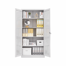 Armoire de bureau métallique - 2 Portes vitrées coulissantes - OZ-CAB103 - Rangement pour bureaux, maisons, écoles, espaces coworking – Image 2