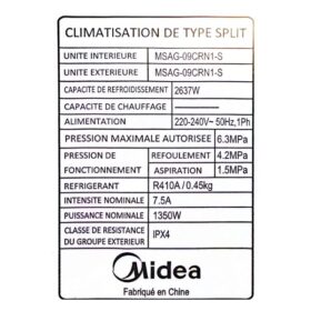 Climatiseur Midea MSAF-12CRDN1-12000 BTU-Inverter – Image 5