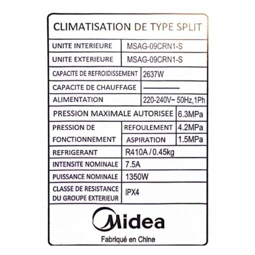Climatiseur Midea MSAF-12CRDN1-12000 BTU-Inverter Climatiseur Midea MSAF-12CRDN1-12000 BTU-Inverter
