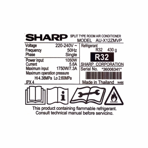 Split Sharp AH-X12ZMVP 12000 BTU-Inverter (Plasmacluster) Split Sharp AH-X12ZMVP 12000 BTU-Inverter (Plasmacluster)