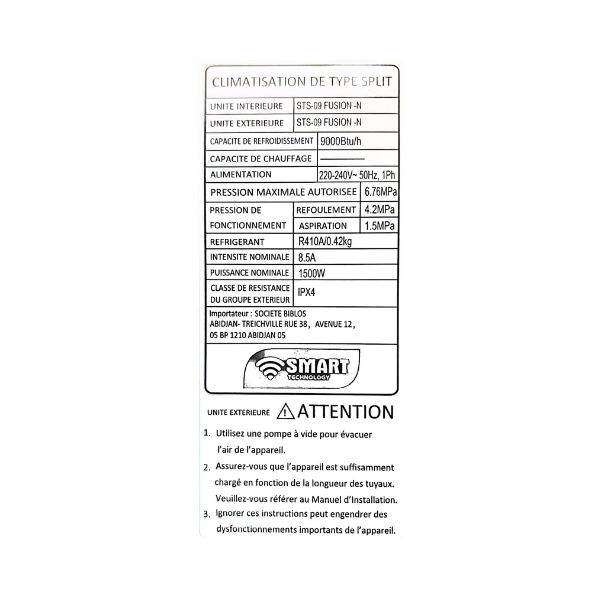 Split Smart Technology STS-09 - 9000 BTU - GAZ 410 Split Smart Technology STS-09 - 9000 BTU - GAZ 410