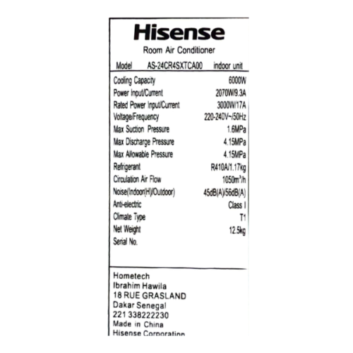 Split Hisense AS-24CR4 24000 BTU - R410A – Image 3