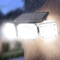 Lampe Projecteur Solaire Intelligente 3 Faces avec Détecteur de Mouvement - Étanche - Télécommande - Rechargeable