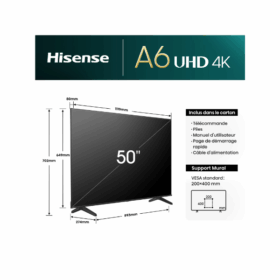 Téléviseur Hisense 50" 50A6N Smart Tv 4K -Vidaa U – Image 3