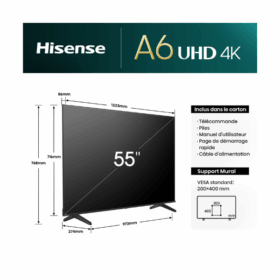 Téléviseur Hisense 55" 55A6N Smart Tv 4K -Vidaa U – Image 3