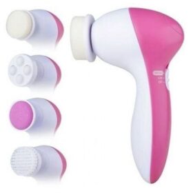 Brosse Nettoyante Visage Rotative 5 en 1 – Rose et Blanc