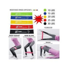Bandes de Résistance Élastique – Lot de 5 en Latex Naturel – 4 Niveaux de Résistance – Fitness, Rééducation, Yoga