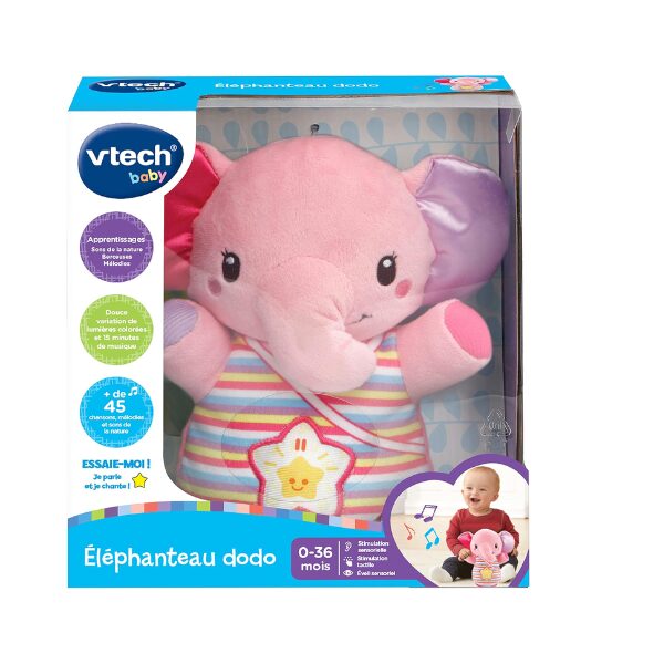 Éléphanteau Dodo Rose – Peluche Interactive et Apaisante pour Bébé Éléphanteau Dodo Rose – Peluche Interactive et Apaisante pour Bébé