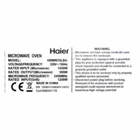 Micro-ondes encastrable Haier HBMW25LBG - 25L - 900W – Image 3
