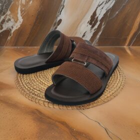 Sandale Homme en Cuir Marron & Fil – Taille 44