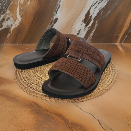 Sandale Homme en Cuir Marron & Fil – Taille 44