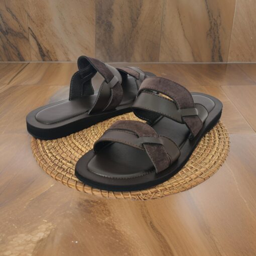 Sandale Homme en Cuir Marron – Élégance & Confort, Taille 44 Sandale Homme en Cuir Marron – Élégance & Confort, Taille 44