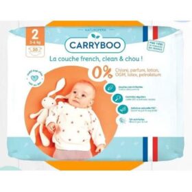 Carryboo – Lot de 30 Couches Écologiques Taille 2 (3-6 kg) – Anti-Fuites & Dermo-Sensitives – Fabriquées en France