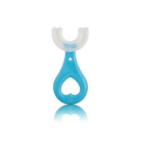 Lot de 2 Brosses à Dents Enfants Silicone Forme U - 2 à 12 Ans - Bleu/Rose