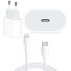 Chargeur Rapide 50W à Double Port USB-C - Compatible iPhone et Android - Blanc