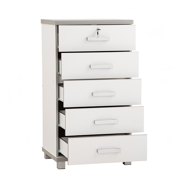 Commode de rangement 5 Tiroirs NAOMI finition Blanc- 351006 Commode de rangement 5 Tiroirs NAOMI finition Blanc- 351006