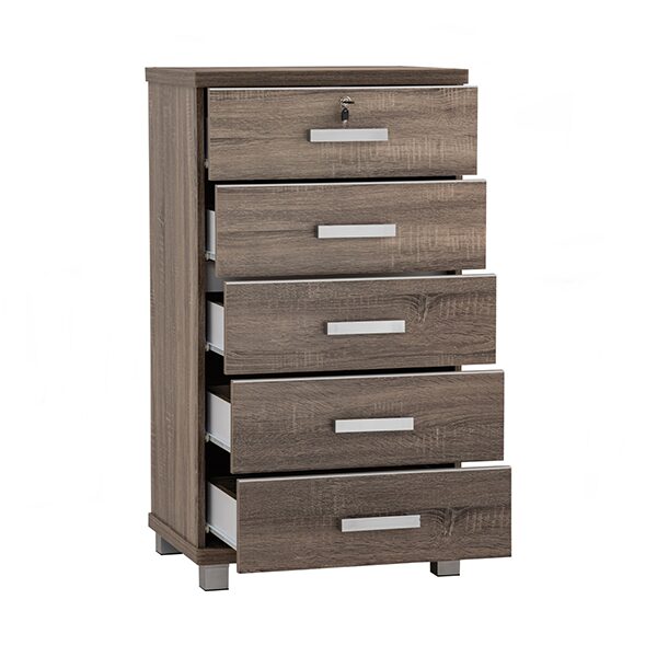 Commode de rangement 5 Tiroirs NAOMI finition Sonoma- 351005 Commode de rangement 5 Tiroirs NAOMI finition Sonoma- 351005