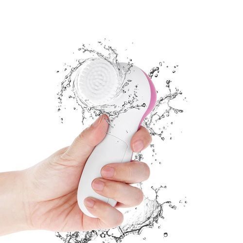 Brosse Nettoyante Visage Rotative 5 en 1 – Rose et Blanc Brosse Nettoyante Visage Rotative 5 en 1 – Rose et Blanc