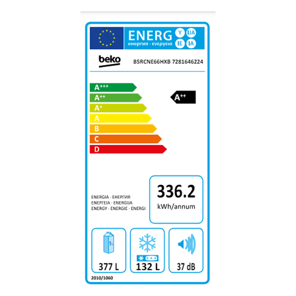 Réfrigérateur combiné Beko B5RCNE66HXB - 509L - 2 Tiroirs (NoFrost - Porte réversible - éclairage LED) Réfrigérateur combiné Beko B5RCNE66HXB - 509L - 2 Tiroirs (NoFrost - Porte réversible - éclairage LED)