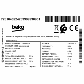 Réfrigérateur combiné Beko B5RCNE66HXB - 509L - 2 Tiroirs (NoFrost - Porte réversible - éclairage LED) – Image 11
