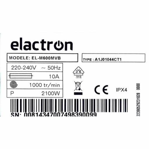 Machine à laver ELACTRON EL-W600MVW-6KG Machine à laver ELACTRON EL-W600MVW-6KG
