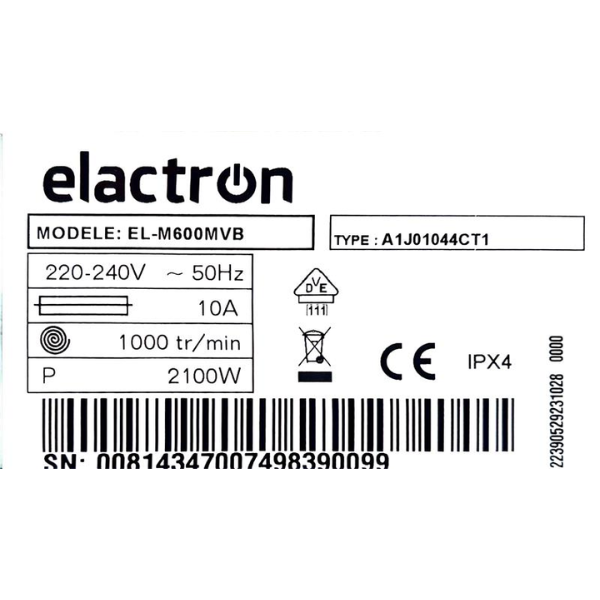 Machine à laver ELACTRON EL-W600MVW-6KG Machine à laver ELACTRON EL-W600MVW-6KG