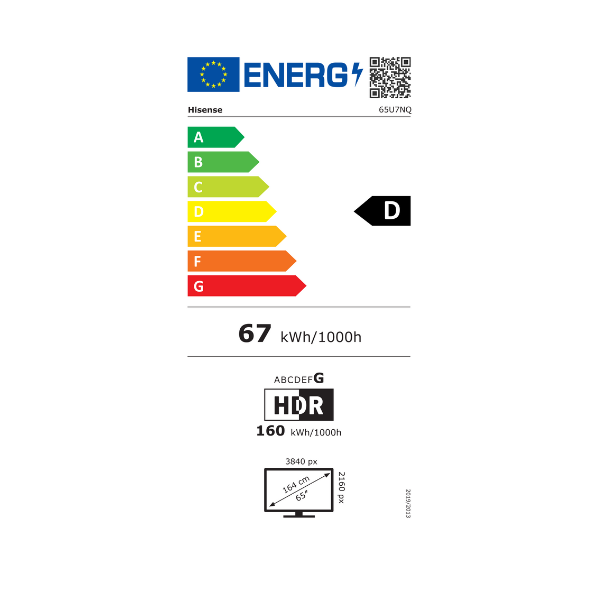 Téléviseur Hisense 65" 65U7N Smart Tv 4K -Vidaa U (Quantum)