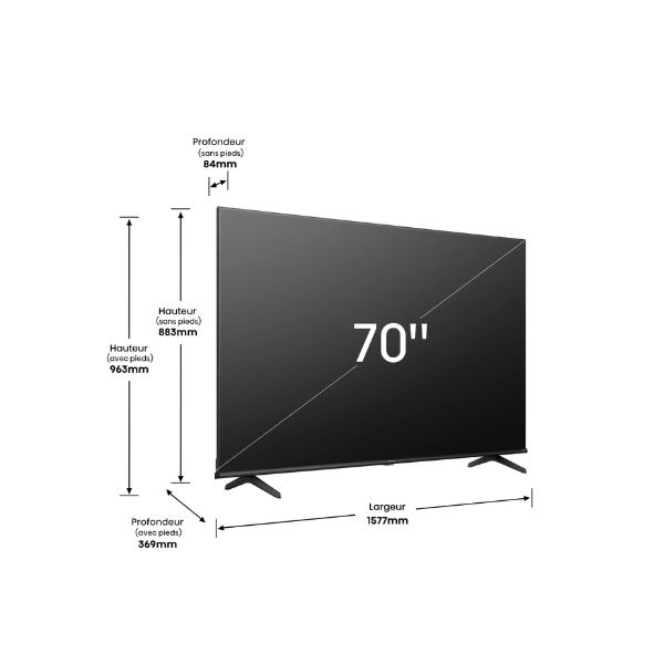 Téléviseur Hisense70" 70A6K Smart Tv 4K -Vidaa U Téléviseur Hisense70" 70A6K Smart Tv 4K -Vidaa U