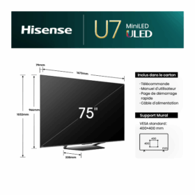 Téléviseur Hisense 75" 75U7N Smart Tv 4K -Vidaa U (Quantum) – Image 2
