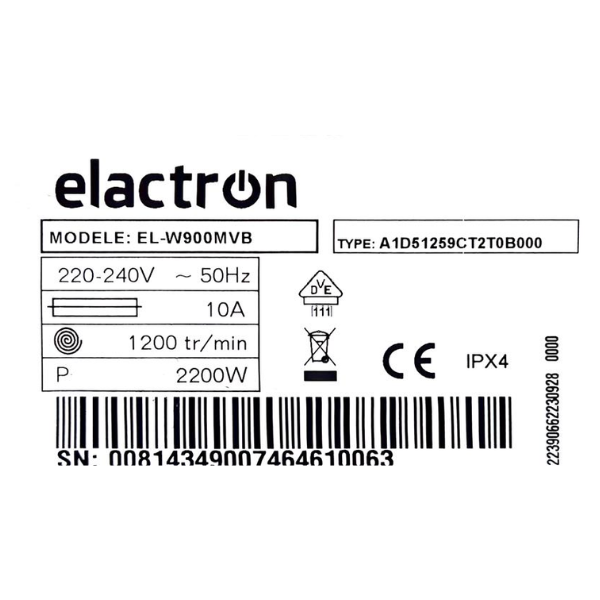 Machine à laver ELACTRON EL-W900MVW-9KG (Inverter) Machine à laver ELACTRON EL-W900MVW-9KG (Inverter)
