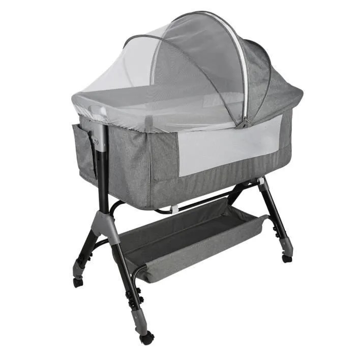 Lit d’Appoint Bébé Portable avec Moustiquaire - Pliable, Léger, avec Matelas et Jouet Musical - Rose