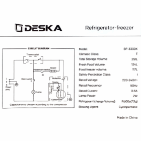 Réfrigérateur combiné DESKA BF333DK- 251L - 5 Tiroirs – Image 7