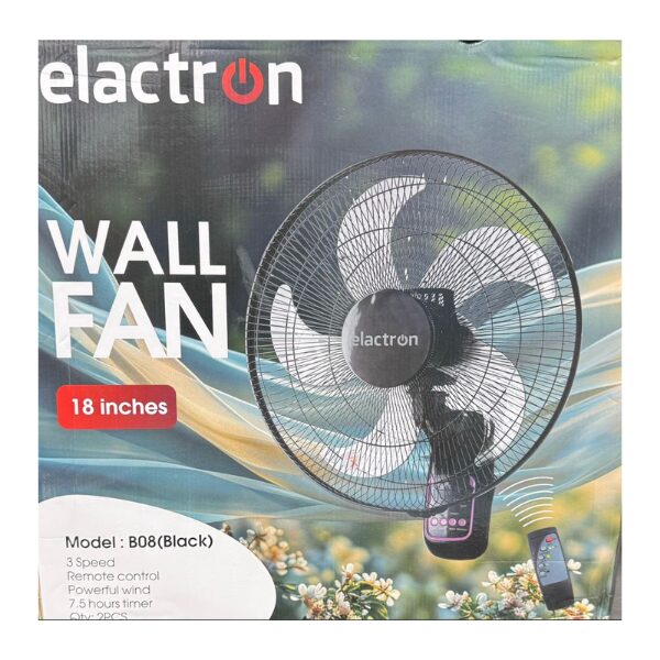 Ventilateur mural Elactron B08 - 18 Pouces (Noir) avec Télécommande Ventilateur mural Elactron B08 - 18 Pouces (Noir) avec Télécommande