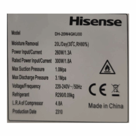 Déshumidificateur d'air Hisense -DH-20W4GKU-4.2L – Image 6