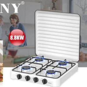 Sokany Cuisinière de Table à Gaz – 4 Feux – Portable – Extérieur & Intérieur – Blanc – Image 3