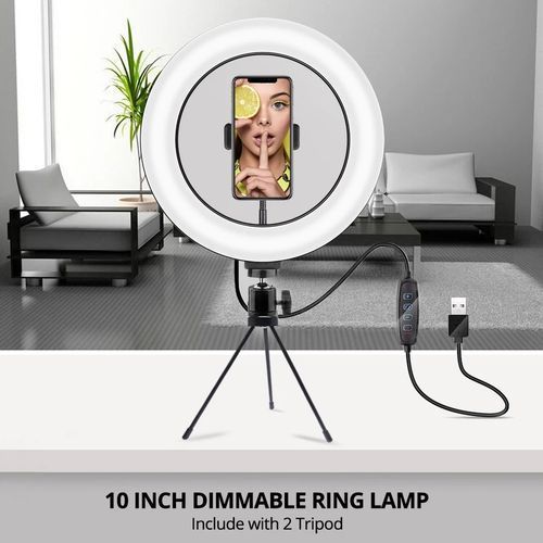Anneau lumineux LED avec trépied lampe à intensité variable pour photographie Anneau lumineux LED avec trépied lampe à intensité variable pour photographie