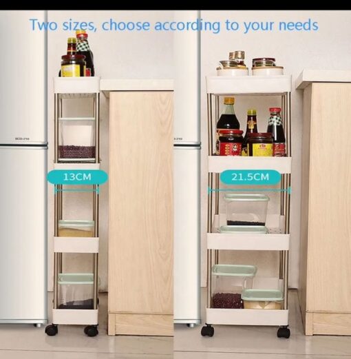 Étagère de Rangement Multifonctionnelle – 4 Couches – Avec Roues – Peu Encombrante & Durable – Pour Cuisine & Maison Étagère de Rangement Multifonctionnelle – 4 Couches – Avec Roues – Peu Encombrante & Durable – Pour Cuisine & Maison