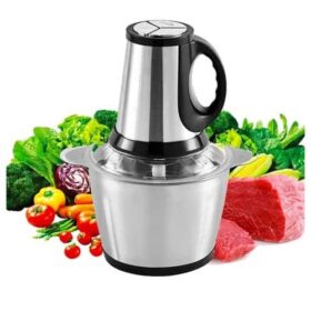 Hachoir à Viande et D'Oignons Electrique - Inox - 2 Litres - Inox