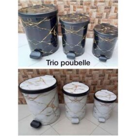 Poubelle 3 Pièces avec Pédale Automatique