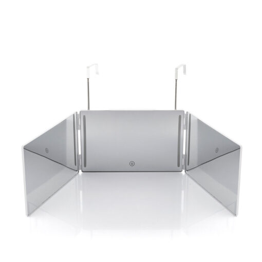 Miroir de maquillage éclairé Miroir de salle de bain avec design pliant et vue Miroir de maquillage éclairé Miroir de salle de bain avec design pliant et vue