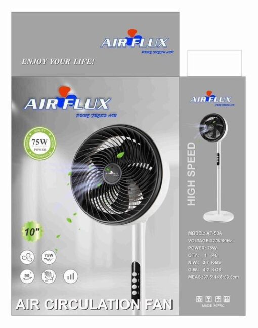 Ventilateur de Circulation d’Air Domestique – Télécommande – Tête Oscillante – 3 Vitesses – 40W – Airflux – Blanc Ventilateur de Circulation d’Air Domestique – Télécommande – Tête Oscillante – 3 Vitesses – 40W – Airflux – Blanc