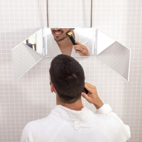 Miroir de maquillage éclairé Miroir de salle de bain avec design pliant et vue – Image 17