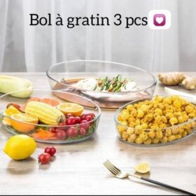 Lot de 3 Plats de Cuisson en Verre Borosilicate – Ovale – Résistants Four/Micro-ondes/Lave-vaisselle – 700ml, 1600ml, 2500ml