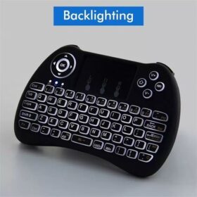 Mini Clavier Sans Fil Rétroéclairé 2.4GHz avec Pavé Tactile – Compatible PC, Smart TV, Android, TV Box – Noir