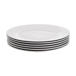 Lot de 6 Assiettes Plates en Porcelaine Blanche – 26,5 cm (10.5") – Élégantes & Résistantes