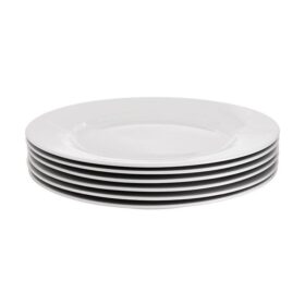 Lot de 6 Assiettes Plates en Porcelaine Blanche – 26,5 cm (10.5") – Élégantes & Résistantes