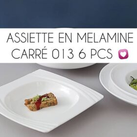Lot de 6 Assiettes Plates Carrées en Mélamine – Design Moderne – Vaisselle de Table Durable – Blanc