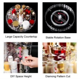 Organisateur Maquillage Rotatif 360° en Acrylique Transparent – Rangement Cosmétique Multifonction – Image 4